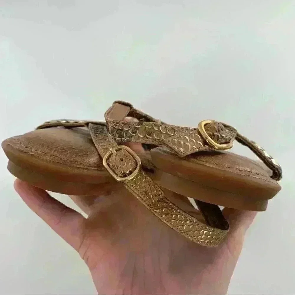 Nurture sandals size 10 Sphinx brown gold leather braided t-straps festival
